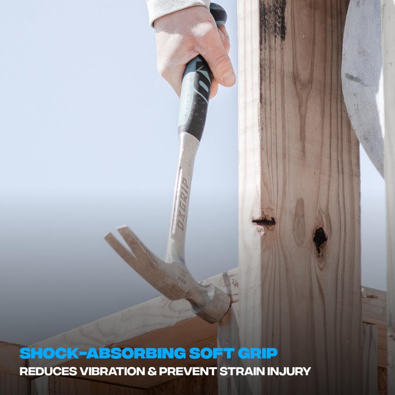 Ox Tools P083428 28 oz. Framing Hammer, Milled Face, Long Shock Reduction Handle, Straight Rip Claw, Non-Slip Gripâ€¦ - Image 2